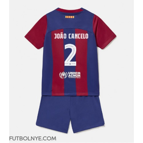 Camiseta Barcelona Joao Cancelo #2 Primera Equipación para niños 2023-24 manga corta (+ pantalones cortos)